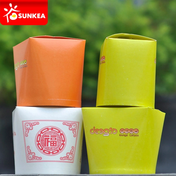 Wholeale Disposable Take Away Food Grade Customized Paper Food Container with Handle / Without Handle