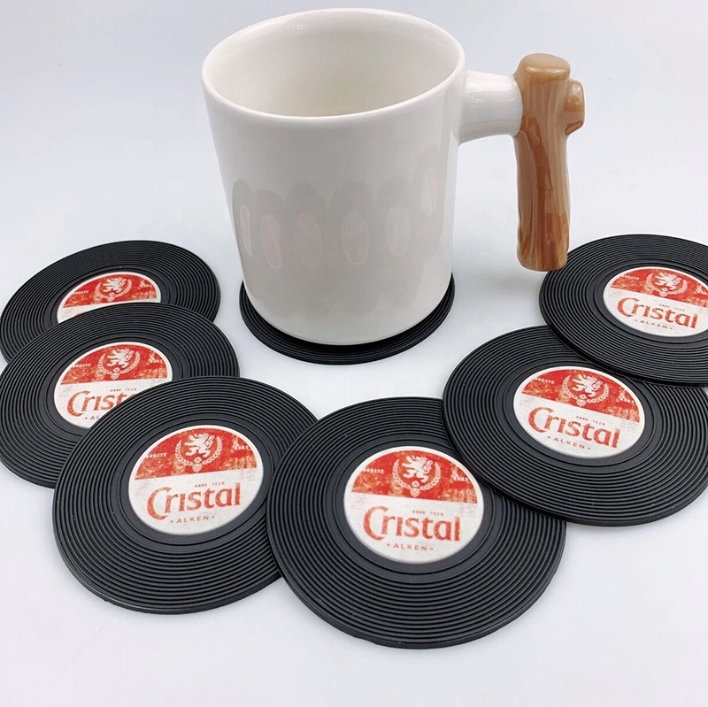 Holesale Cheap High quality/High cost performance Custom Fashion Coffee Beer Drink Cup Mat Supplies PVC Rubber Coaster Kitchen Items Round for Promotional Gift