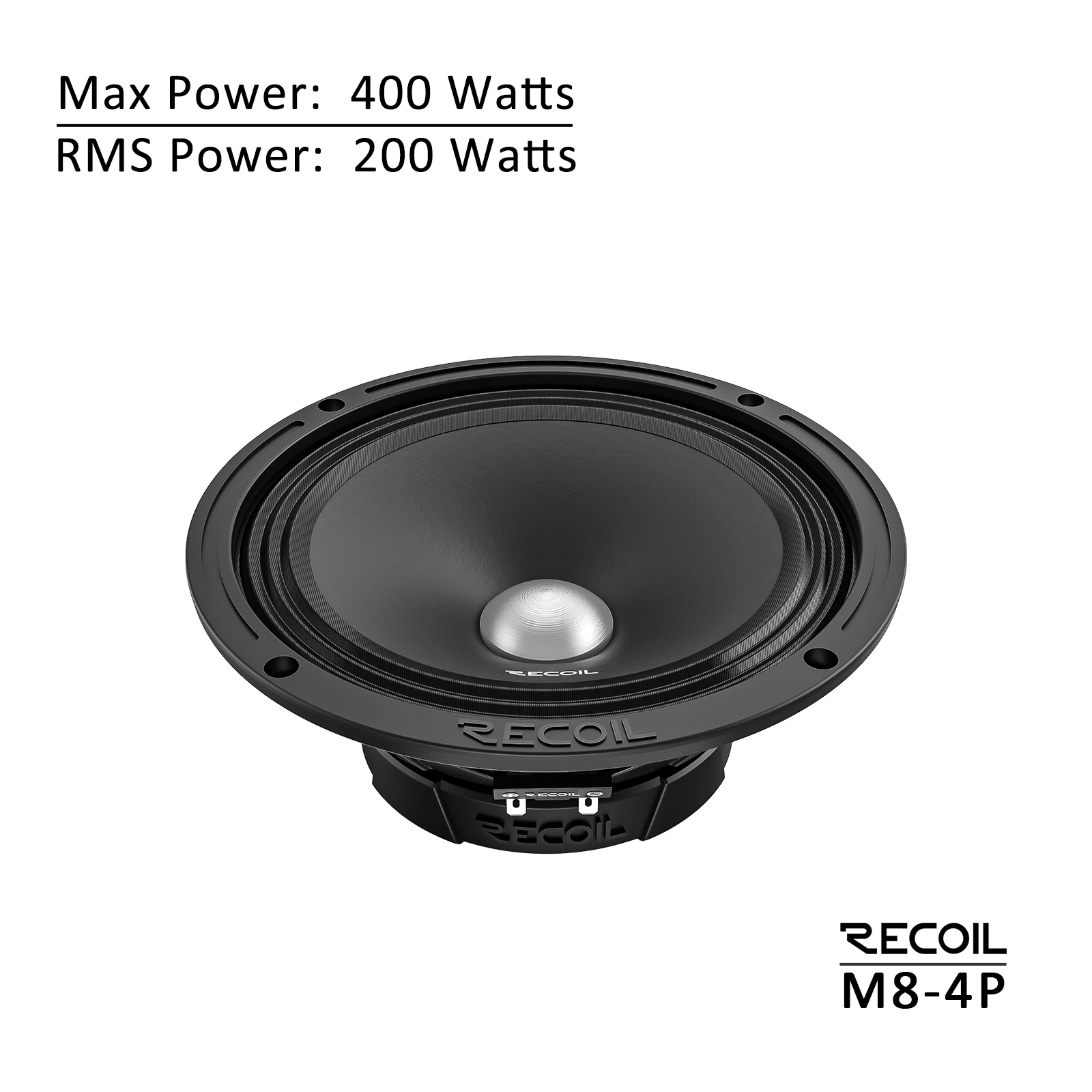 Edge MS8-4P 8 pulgadas de la gama media pro audio altavoces del coche, a 800 Vatios máx (PAR), 400 vatios RMS (PAR), 4Ohm, de 1,5 pulgadas de alta temperatura Kapton Bobina Quali Premium