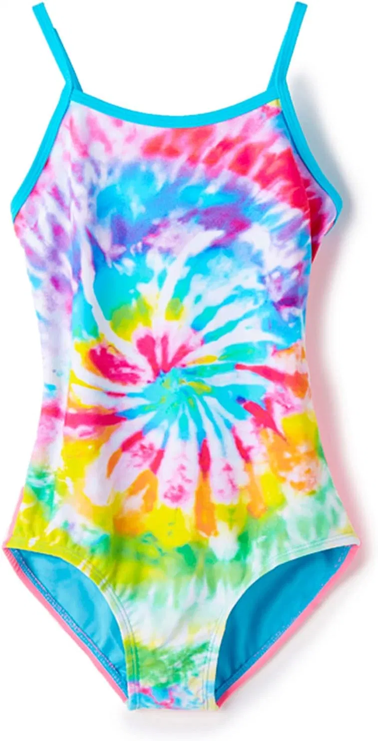 Girls One Piece Swimsuit Sport Tie Dye Backless Swimwear Bathing Suit