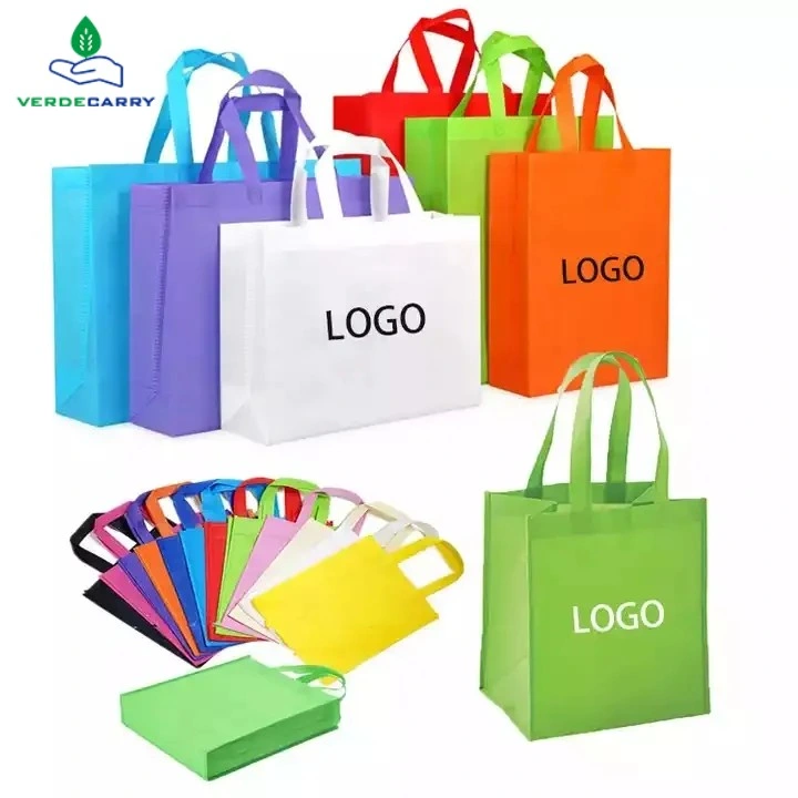 Ecológica recicla promocional manejado Tejida Bolsa de compras con logotipos personalizados