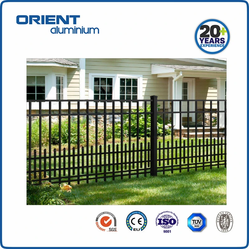 Outdoor Black Top Spearerd 3 Rails Garden Fence Fence Panels