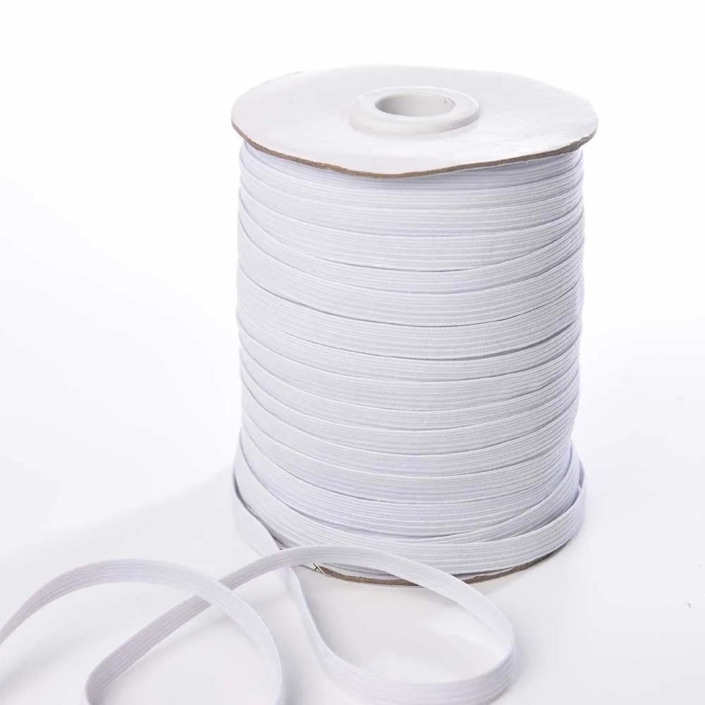 White Flat Elastic Cord 8mm Wide Clothing Sewing Waistband