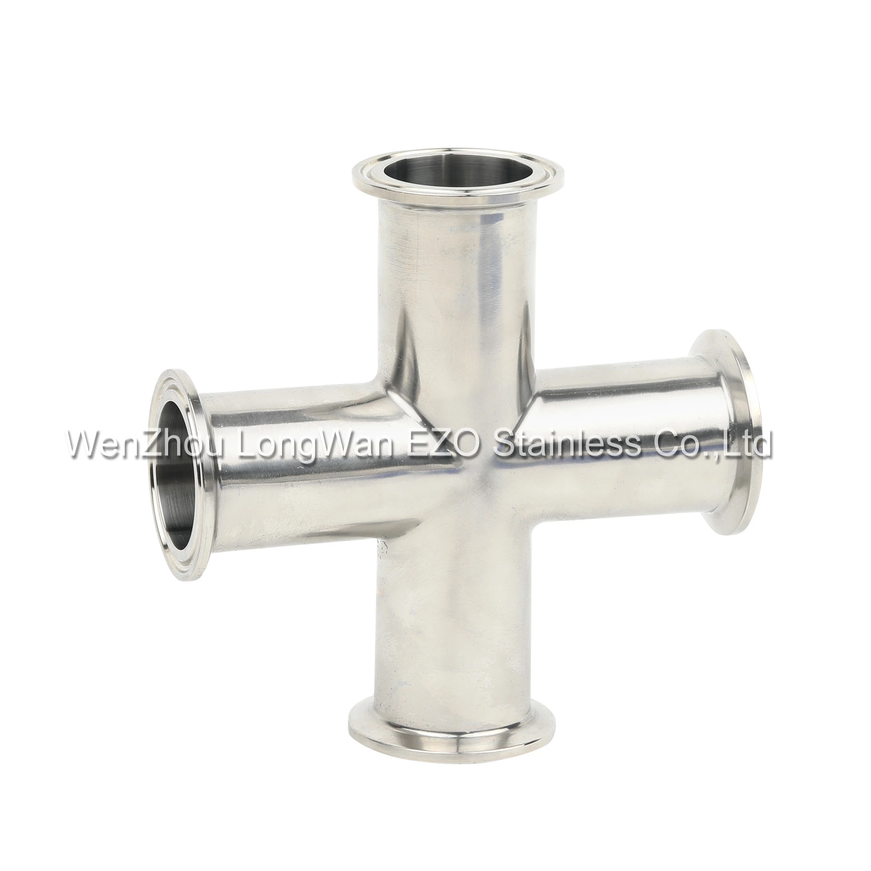 Stainless Steel Sanitary Cross with Two Outlet Clamped