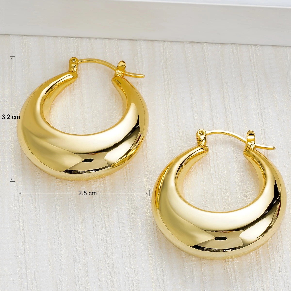 Amazon Shiny 18K Gold Plated Chunky Tubular Hoop Earrings Women