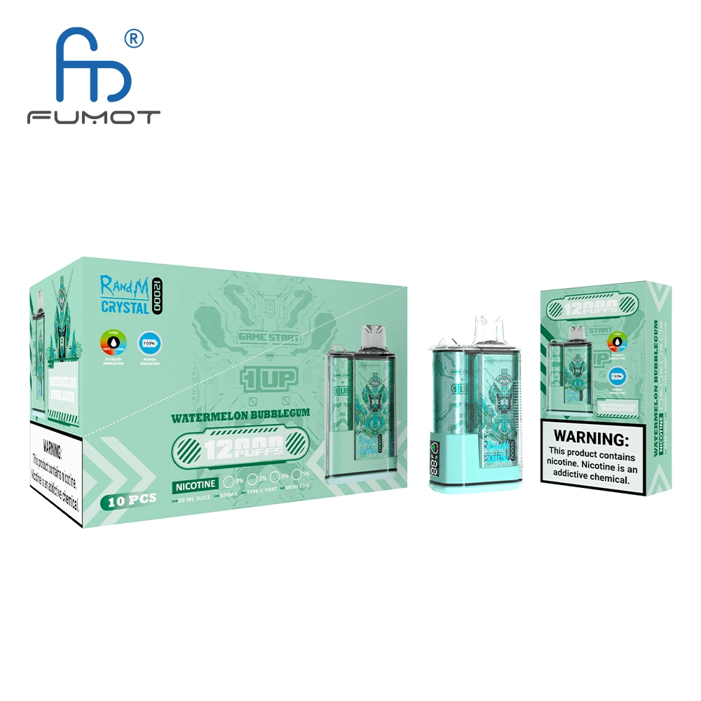 En gros Randm Vape Fumot Crystal 12000 bouffées 0/2/3/5% de nicotine avec Kit d'afficheur E pour allume-cigare