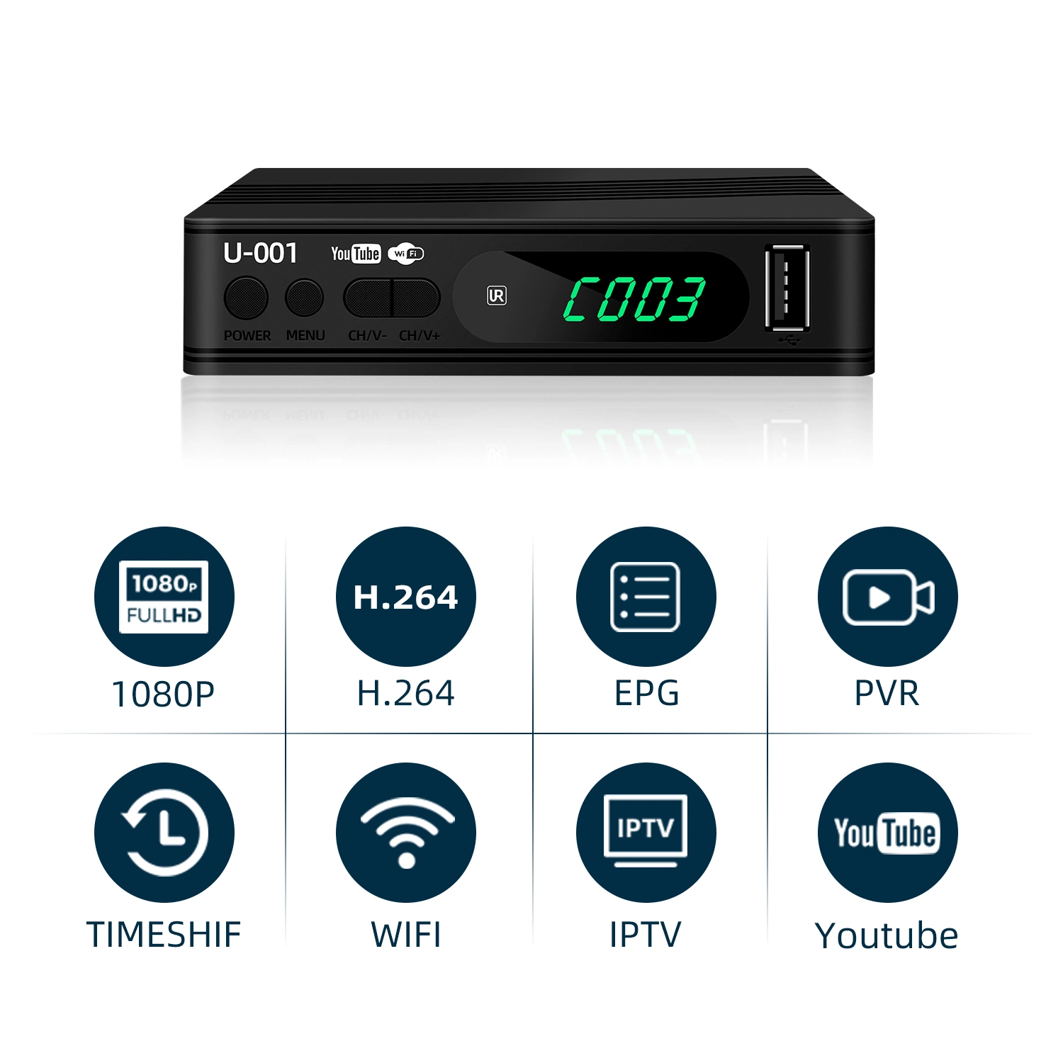 2020 producto caliente IPTV WiFi DVB-T2 receptor de TV digital