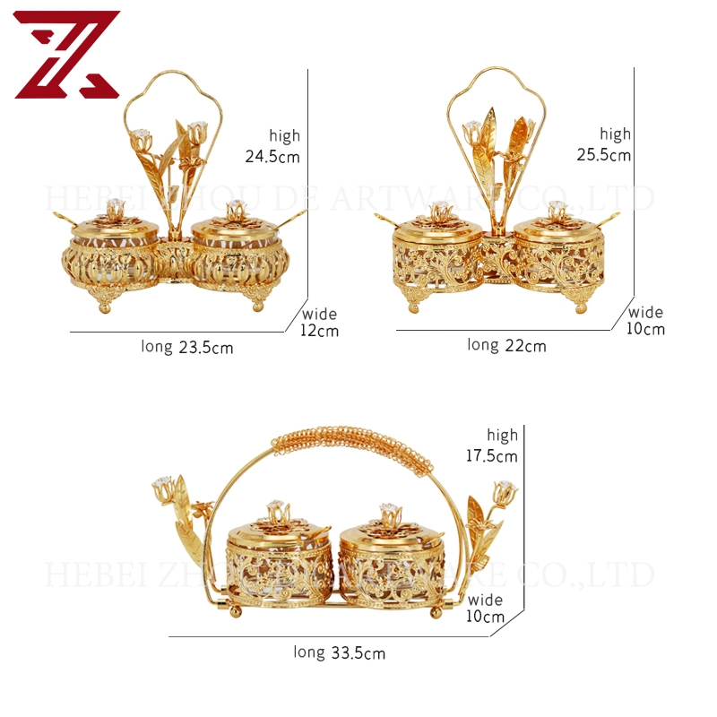 OEM ODM Металлообработка Установить металлический позолоченный сахар Pot сахар чаша для кухонные принадлежности ложки соли