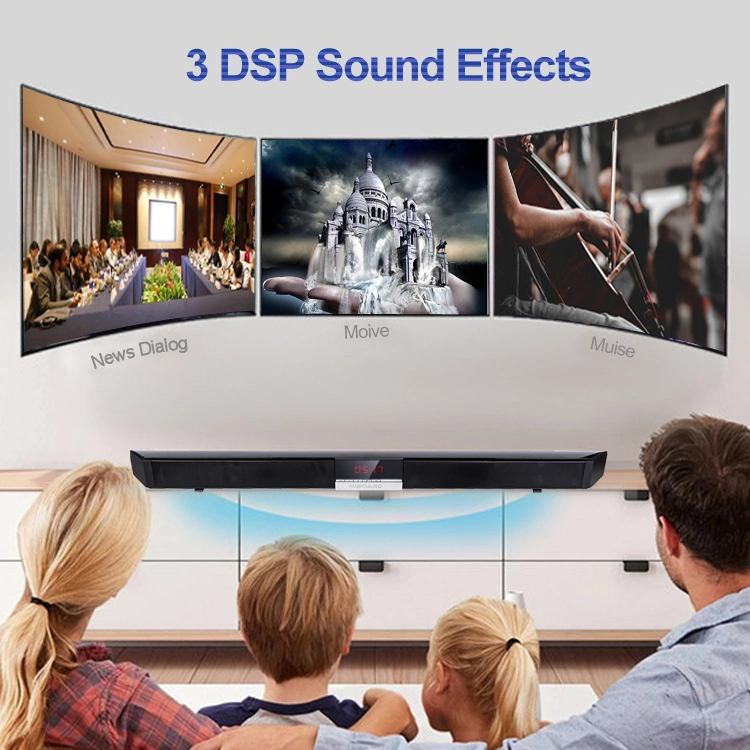 Sistema de cinema em casa de 2.0 canais, Soundbar estéreo com 3 altifalantes de áudio DSP, Bluetooth versão 5.0 e EDR
