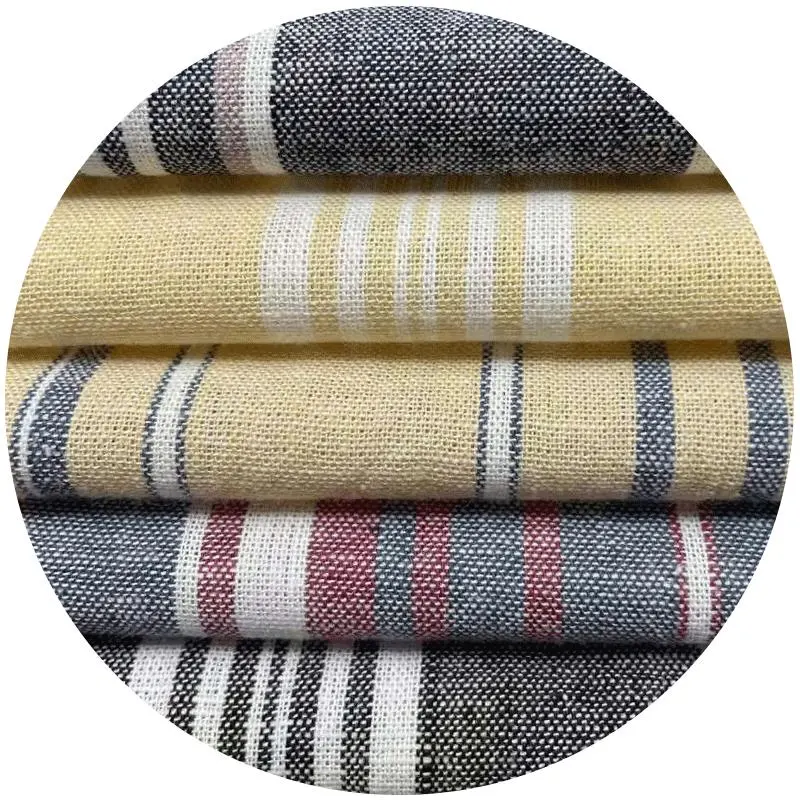 Hot Sale 70%C 30%L Organic Blend Yarn Dyed Stripe Plain Fabric Cotton