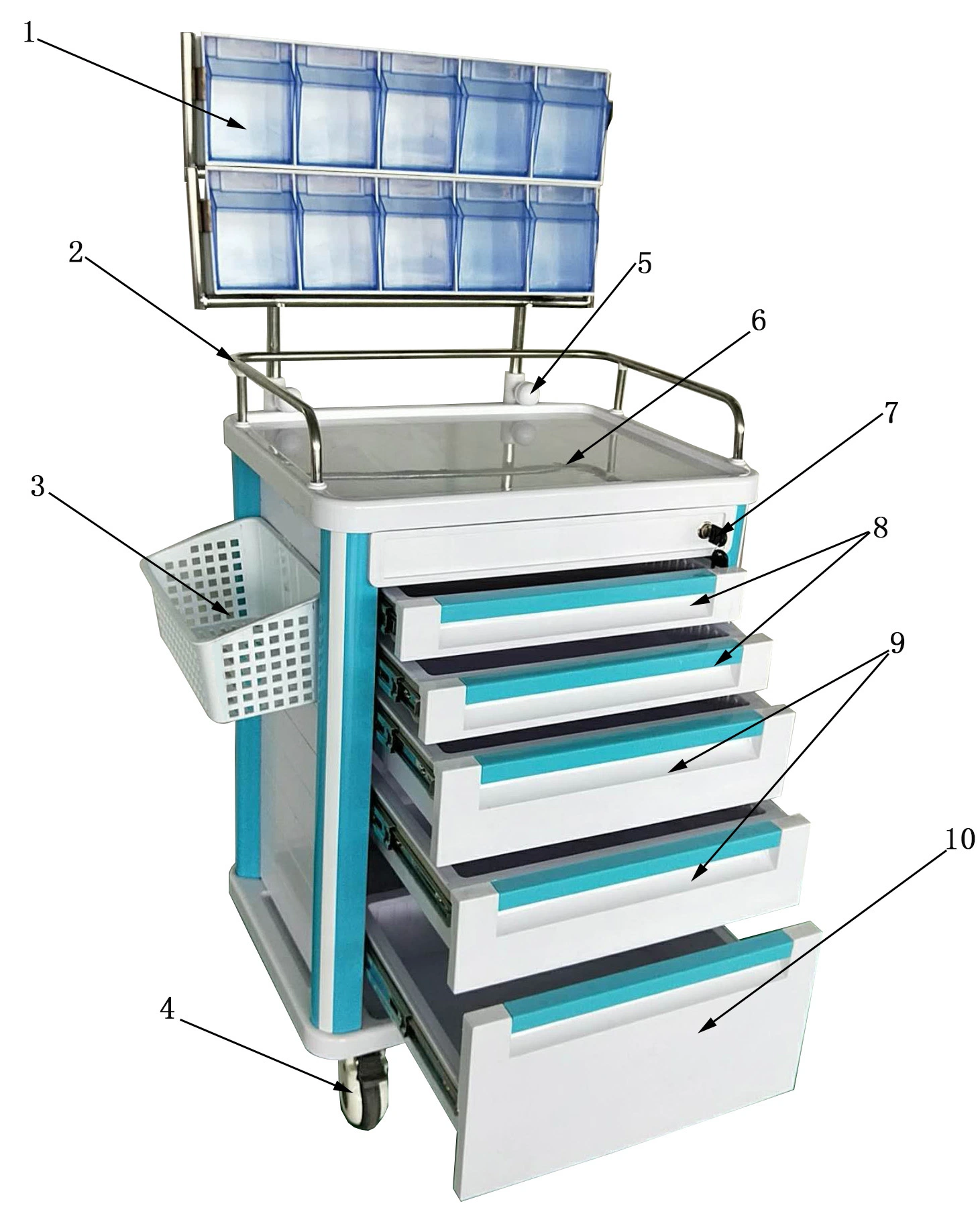 Hospital Trolley Anesthesia Trolley Anesthesia Cart ABS Trollery Mst-At625-2