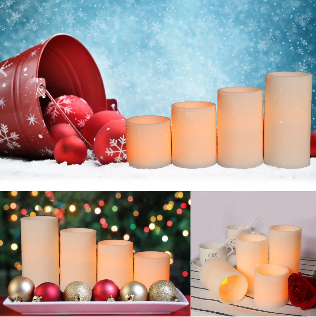 Pilier clignotant blanc chaud forme 4PCS Candle Light LED électrique fixé pour la décoration de Noël