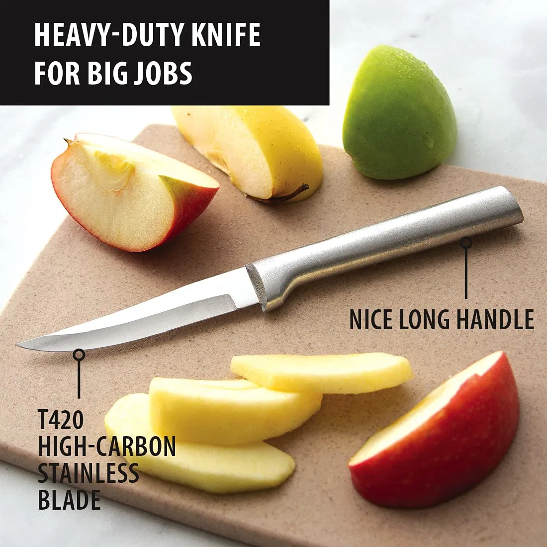 Heavy Duty Paring Knife Stainless Steel Blade with Aluminum Handle 7-1/8 Inches