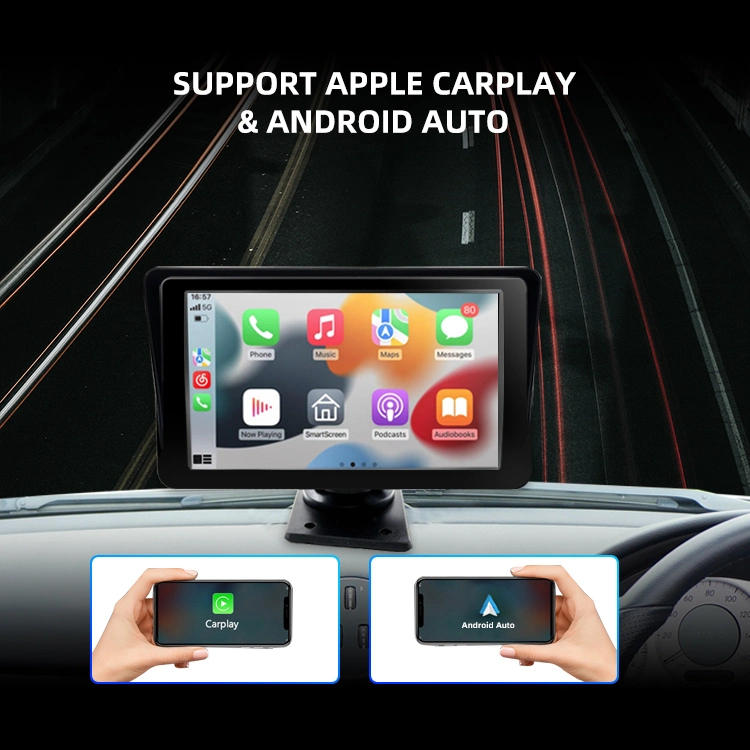 Monitor de ecrã para automóvel Wemaer de 7 polegadas sem fios CarPlay Portable Para Apple CarPlay Box Android Auto