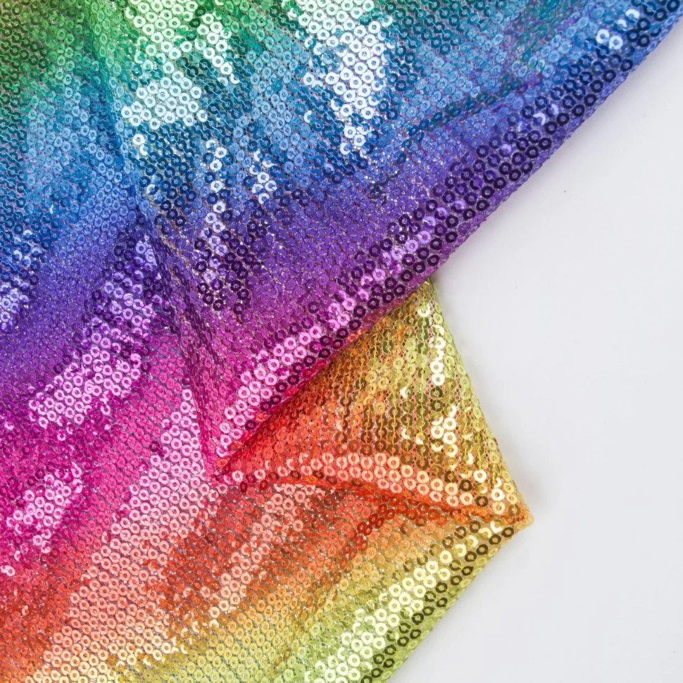 Neu Ankunft Crystal Rainbow Tüll Pailletten Mesh Stickerei Stoff für Kleid Für Mädchen