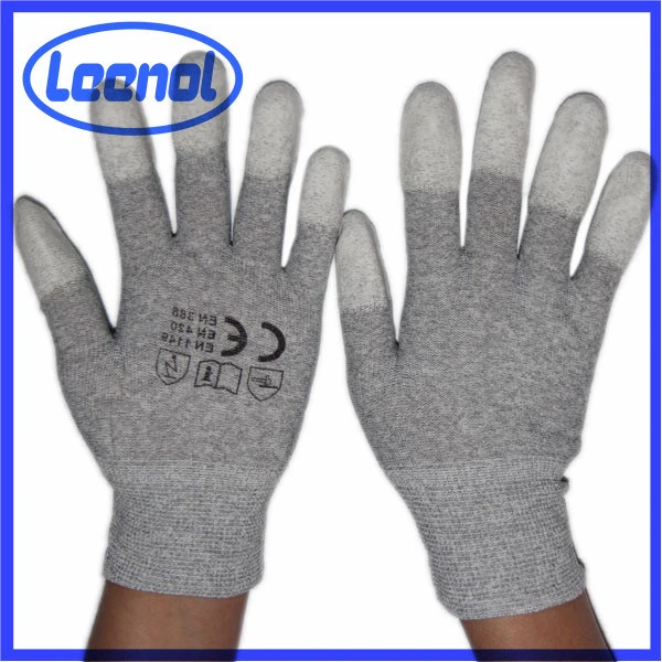 Leenol- Anti Static Gloves Top Fit Fingertip Carbon Fibers PU Coated Industrial ESD Safety Work Gloves