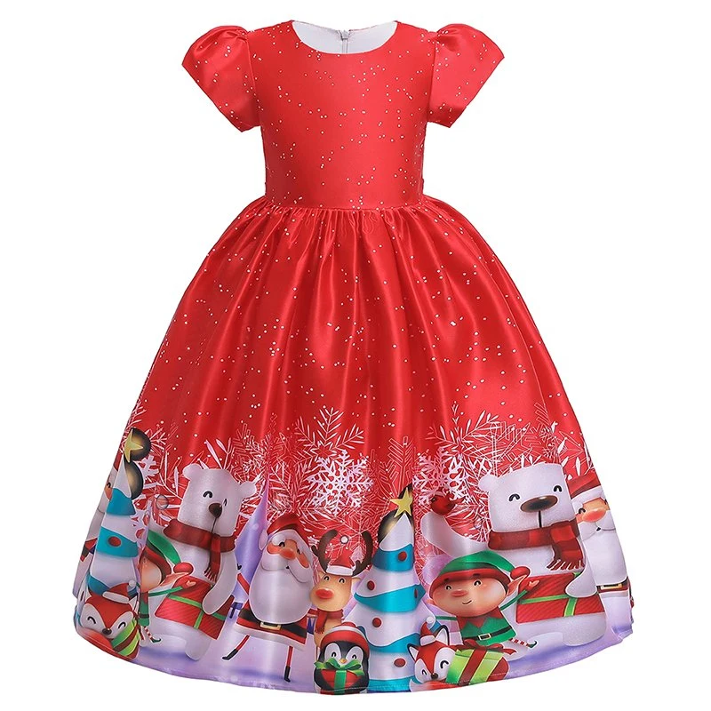 2021 Christmas Dress Baby Wear Puffy Girls Party Garment Hot Sell