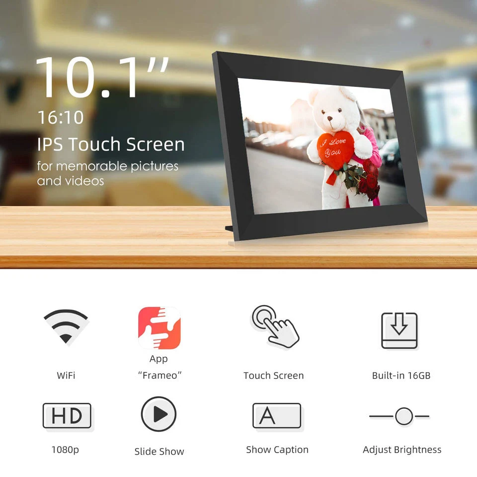 Touch 1g DDR 16g Cloud-Based 10.1 Inch 1080P Display 10.1" WiFi Touch Screen Clear Cloud Based Digital Photo Frame