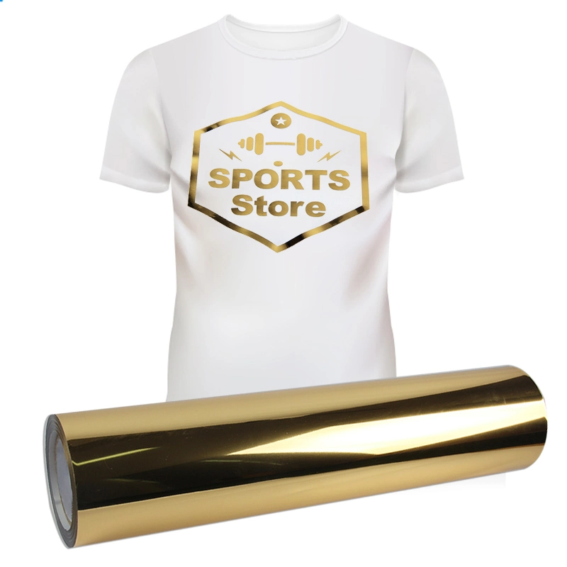 Stretchable PU Chrome Silver Gold Foil Sticker Metallic Htv Heat Transfer Vinyl Foil for T-Shirt