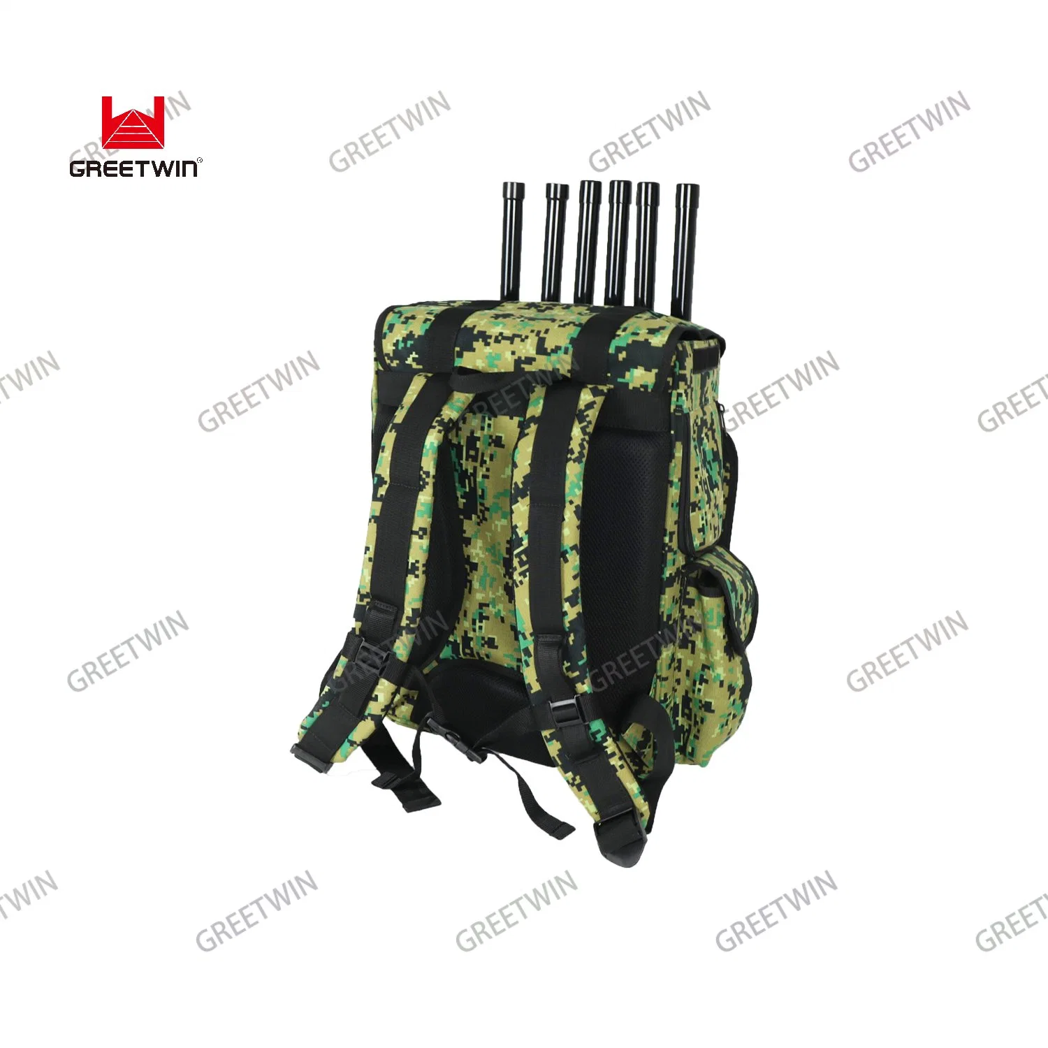 Camuflaje Color de alta potencia Jammer aviones no tripulados Uav mochila de la banda de 6 de la señal de Drone Anti Jammer