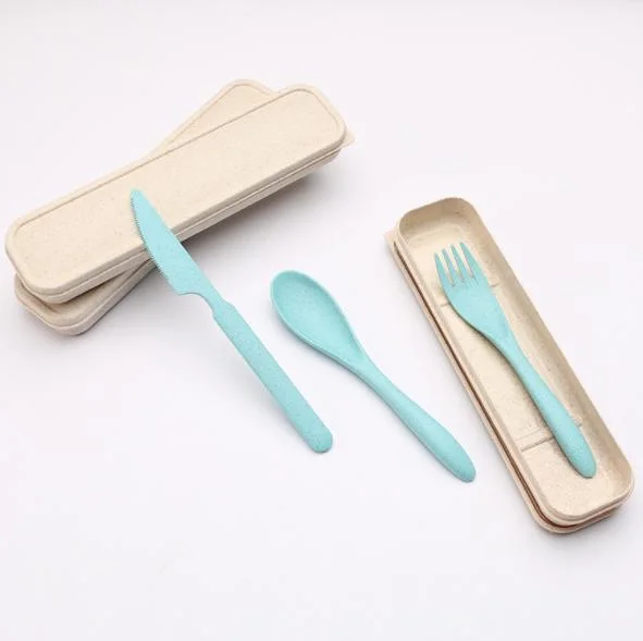 Portable Flatware Set Wheat Straw Cutlery for Camping