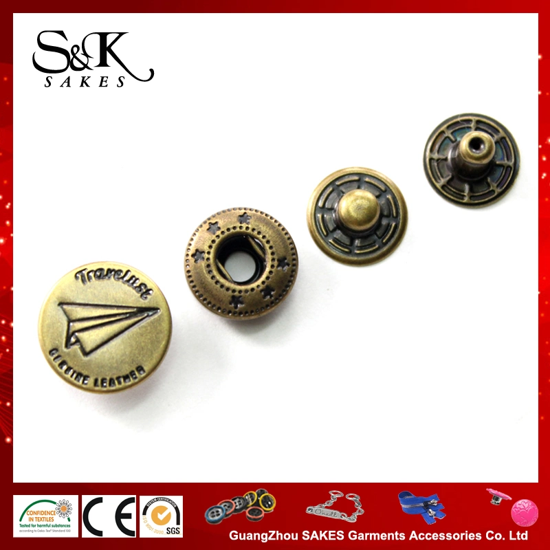 Anti-Brass Color Metal Brass Quality Snap Button for Garments