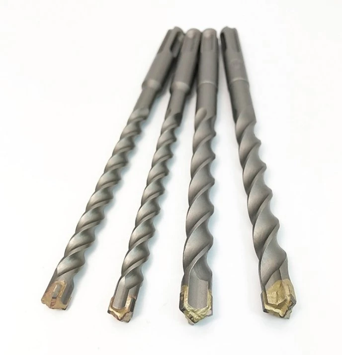 SDS Plus Cross Tip Head Twin Twist Spiral Copper Coated Hammer Drill Bits Set for Masonry Concrete