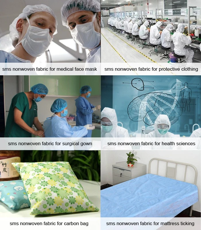 Colorful SMS Nonwoven Fabric for Medical Use to Make Protective Suit