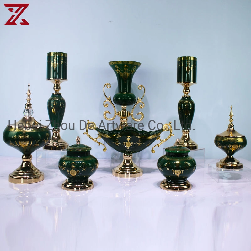 Wholesale Glass Decorative Jar Bowl with Metal Lid Luxury Flower Vase Candle Holder for Table Decor