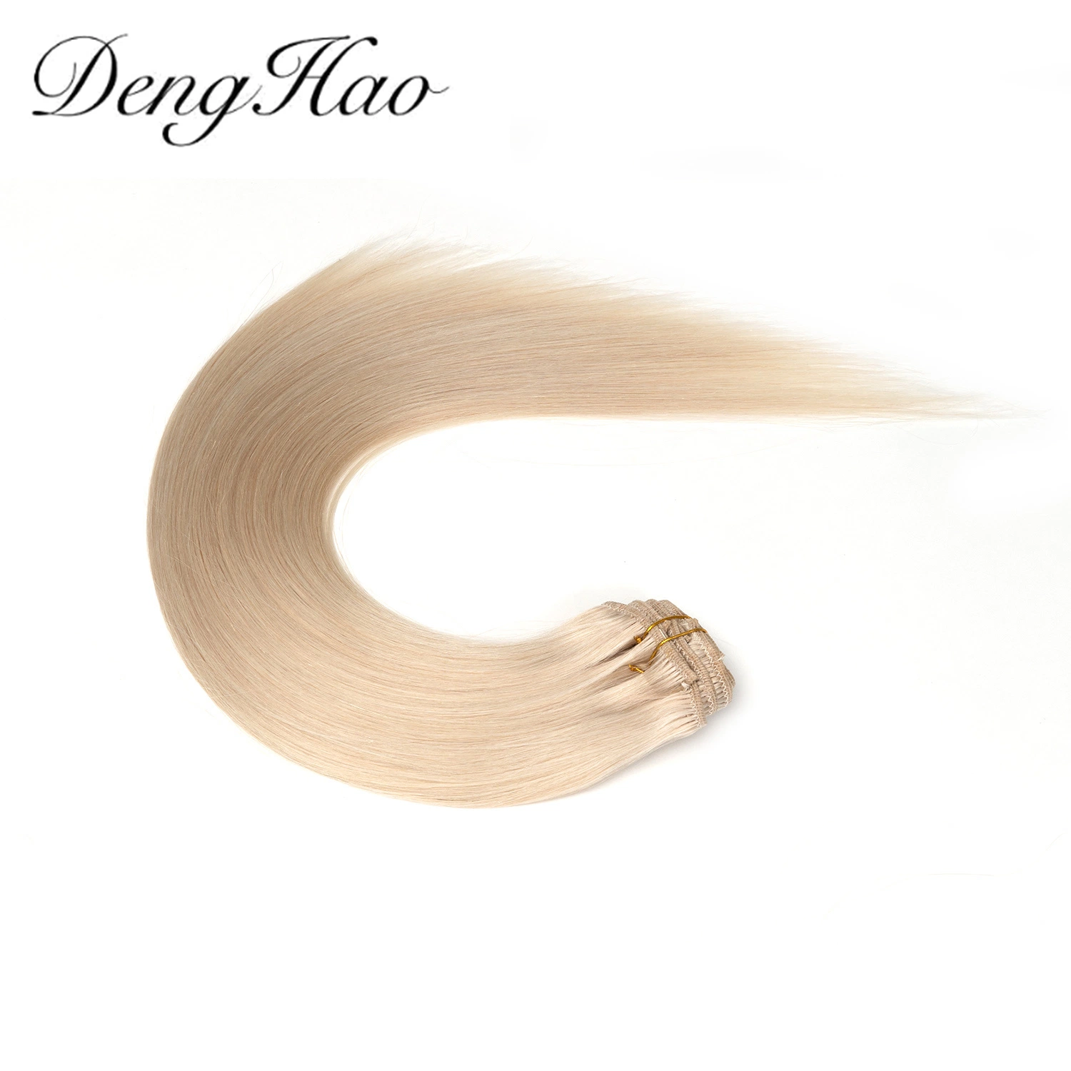 Denghao100% Cabelo Humano Liso Cabelo Humano Virgem Extensão de Cabelo Clip em Cabelo