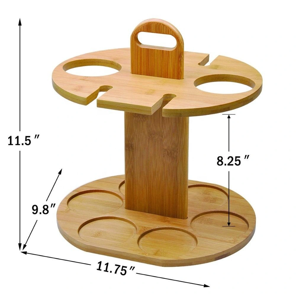 Bambus Wein Flaschenhalter Glas Tasse Rack mit freiem Holz Griff