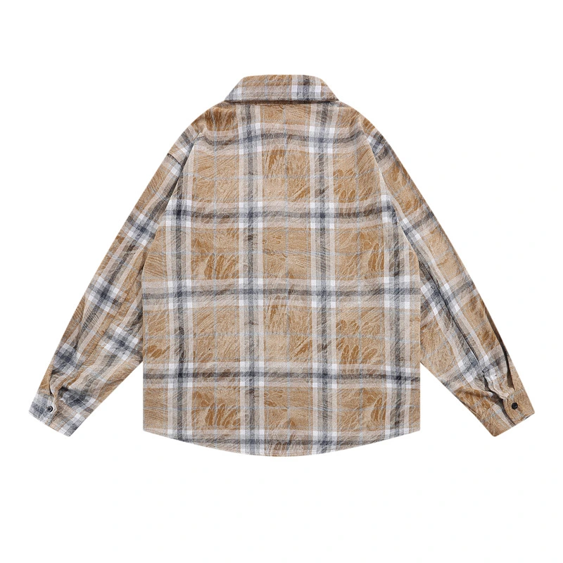 Custom Embroidery 100% Cotton Long Sleeve Casual Plaid Shirts