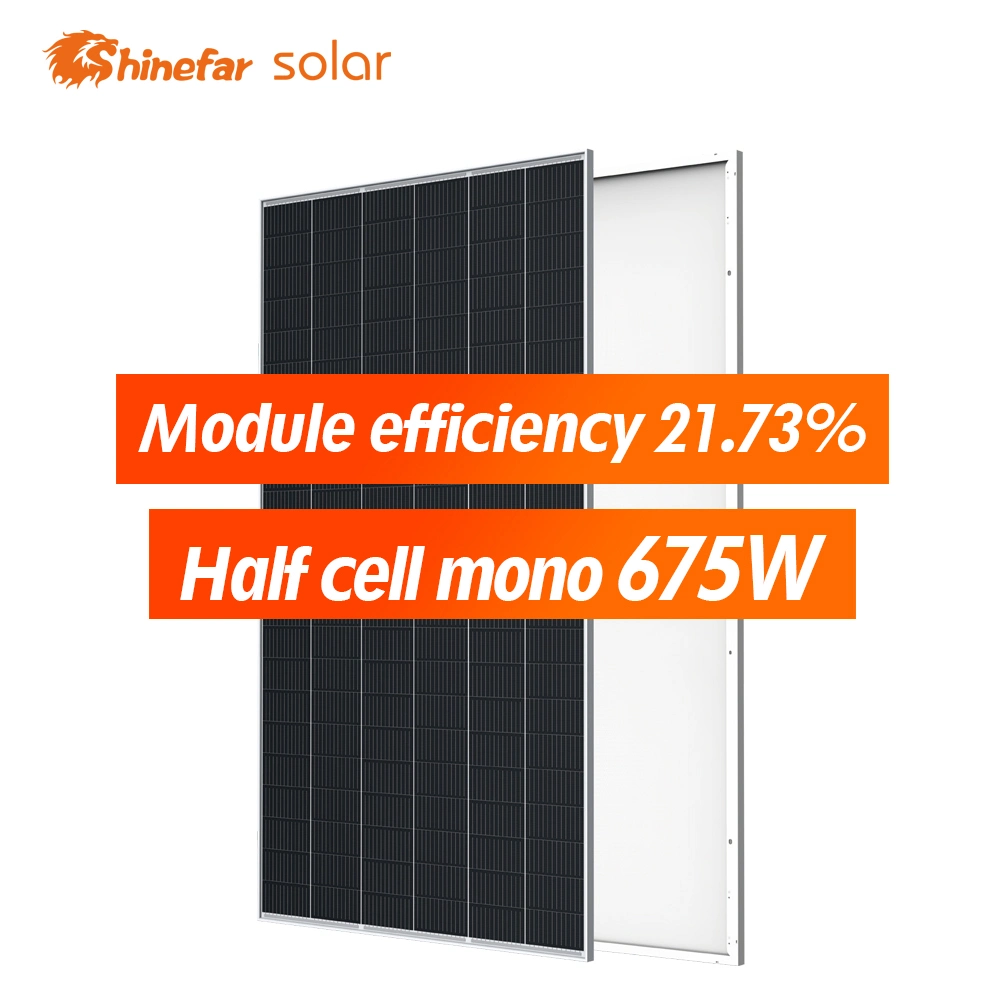 Shinefar Potencia máxima de media celda 675W para el sistema de energía solar y la tierra Proyecto Solar