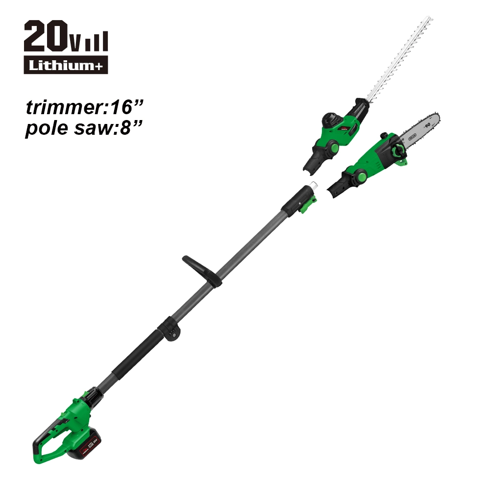 Powertec Cordless Pole Multi-Function Garden Tool with Trimmer and Pole Saw