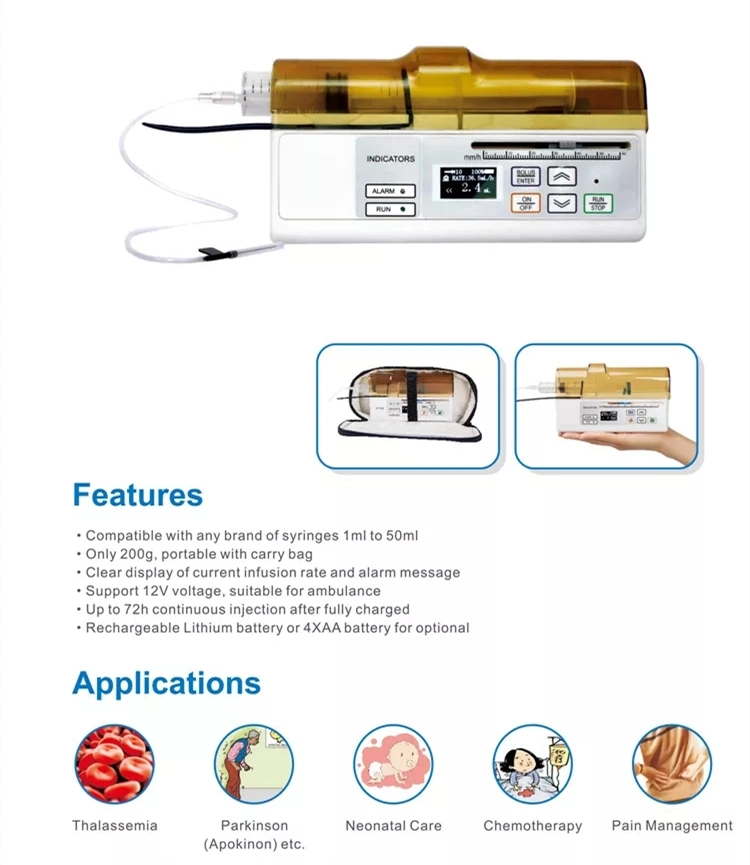 Medizinische hochwertige tragbare Einkanal Spritzenpumpe für Krankenhaus (THR-SP500)