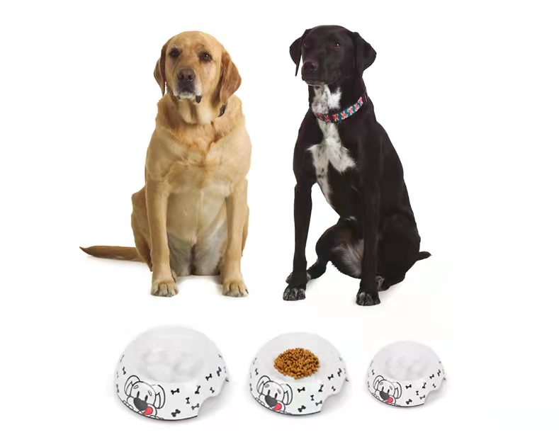 Wholesale Retailing Plastic Melamine Pet Food Water Feeder Bowl with Custom Dog Bone Decal Printing