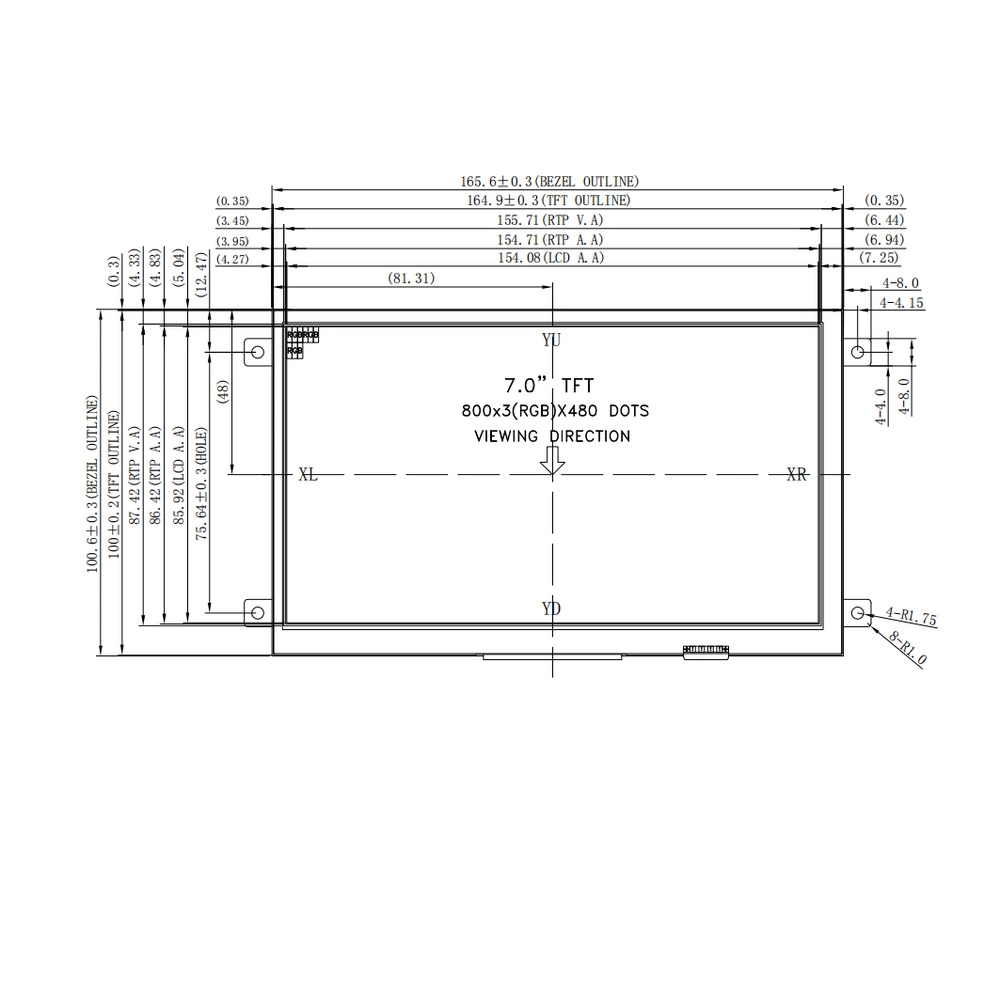 21 LED blanco 800X480 pantalla táctil LCD WVGA 7inch Con placa de controlador PCB