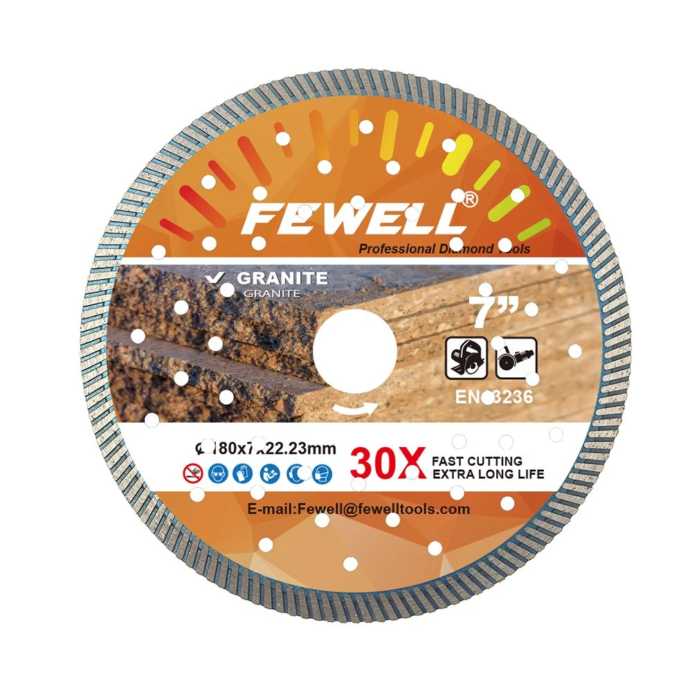 180*2.2/1.6*7*110*22.23 7inch Hot Press Turbo Diamond Saw Blade for Dry Cutting Granite