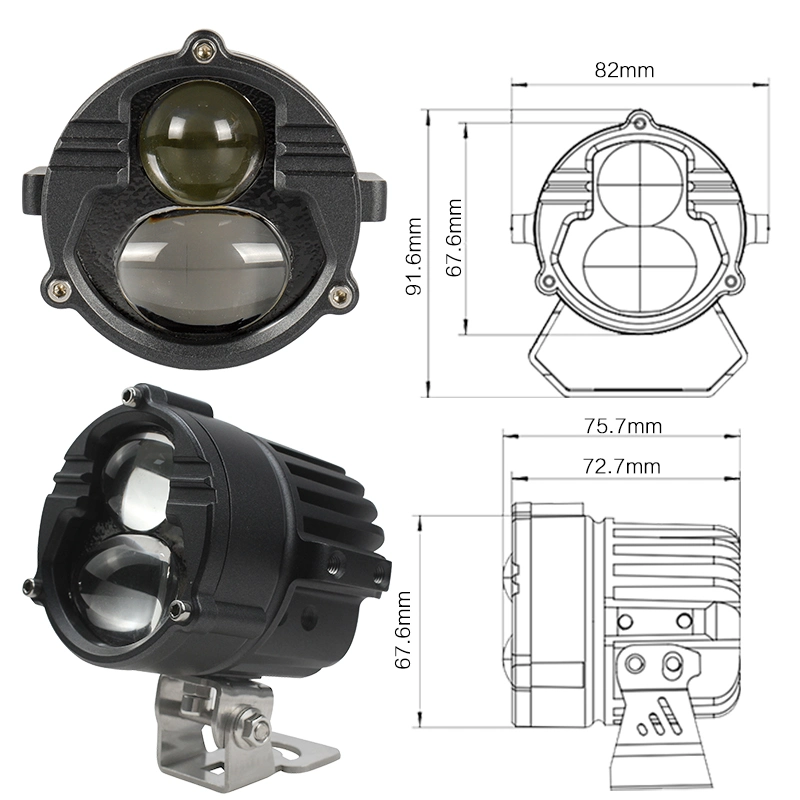 Mini U30 LED Laser Fog Light with 40W Per Bulb Excellent Yellow Beam.