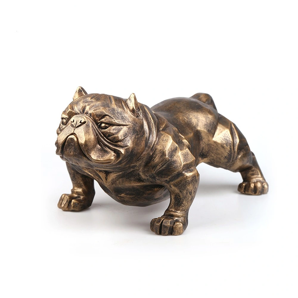 Polyresin Craftwork Gold Color Wholesale Bulkbuy Sculpture Home Hotel Garden Household Item Statue Craft Home Decoration Resin Gift Bossy Big Dog American Bully