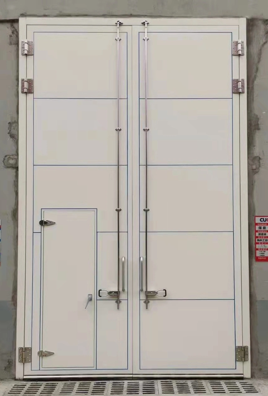 Intérieur extérieur industriel commercial Double feuille simple Swing galvanisé de sécurité Porte d'entrée en acier avec sortie d'urgence et porte en métal