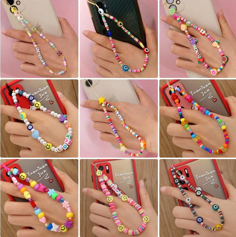 2021 Smiley Phone Strap Beads Necklcace Customizable Words Color Beads Jewelry