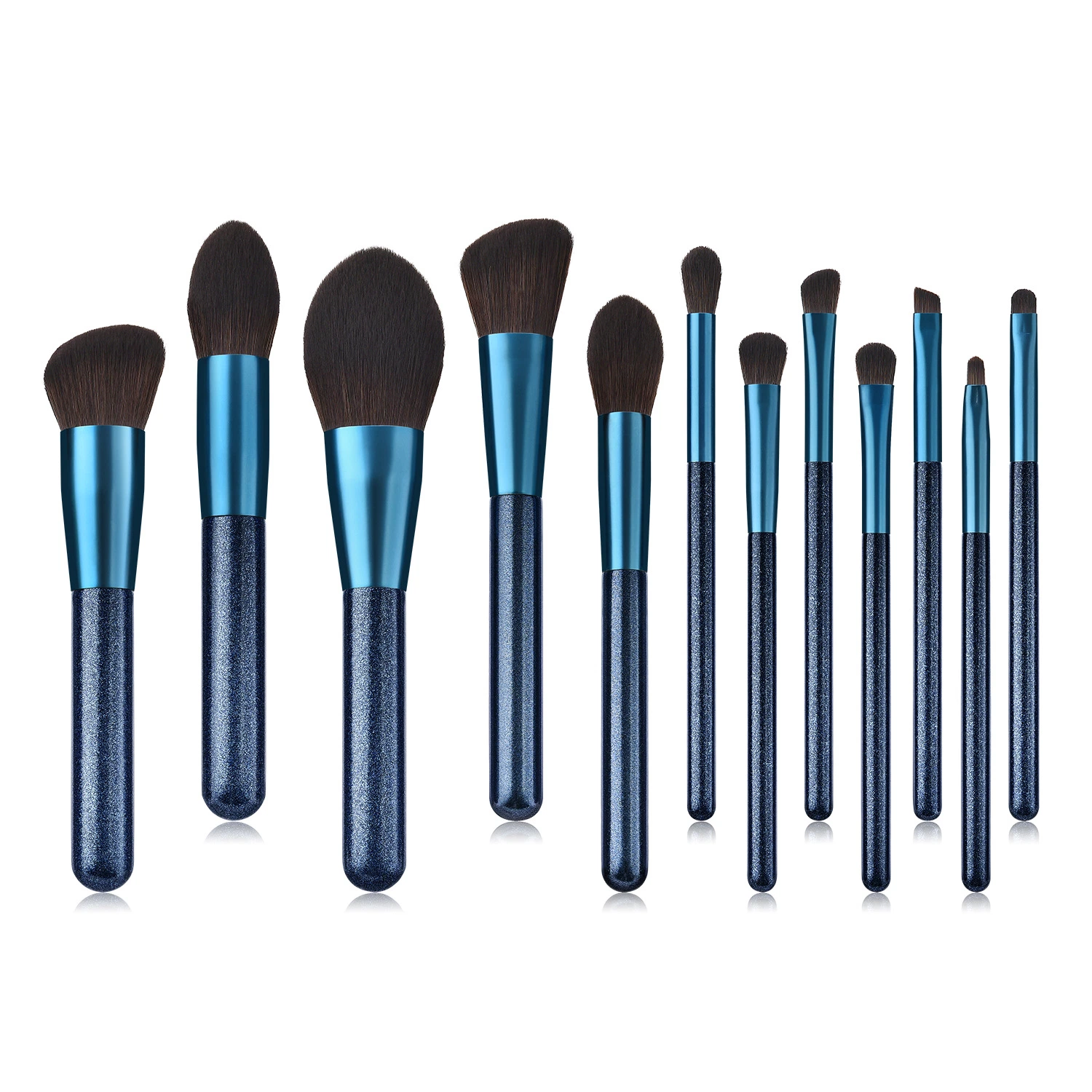 12pcs azul mango de madera maquillaje Herramientas Personalizar Vegan crueldad libre juego de cepillos pincel de maquillaje