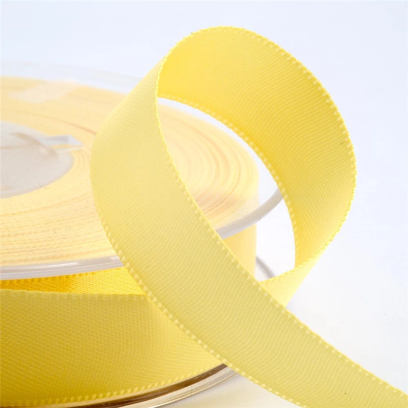 Small Minimum Quality 1 Inches Lemon Satin Ribbon Solid Color Polyester Ribbon Satin Fashion Accessories