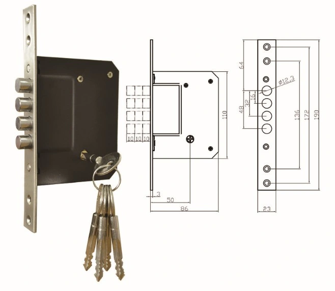 Iron Door Lockbody Lockcase Mortise Lock (189-3MS)