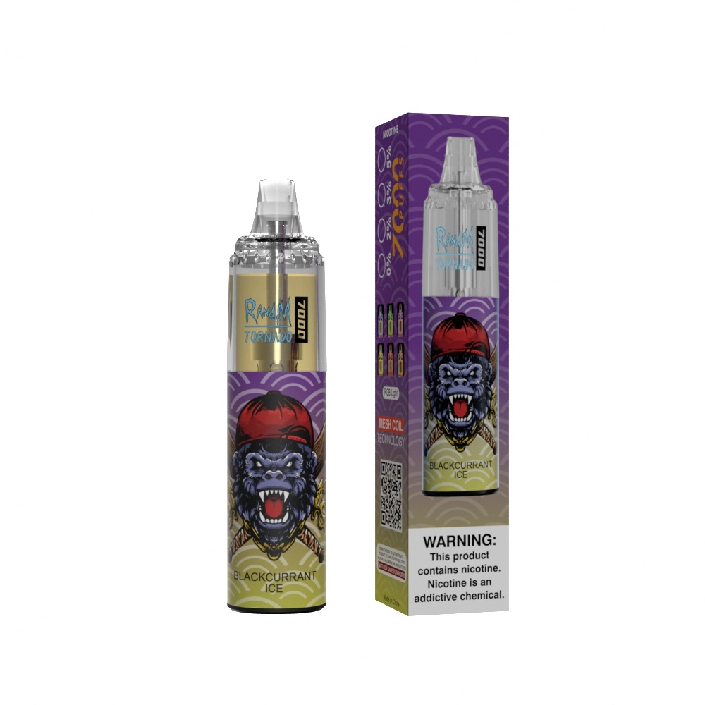 Beliebte Verkauf 54 Geschmacksrichtungen Angry Gorilla Graffiti Design Wiederaufladbare Einweg Vape Original Randm Tornado 7000 Puffs mit RGB-Leuchten