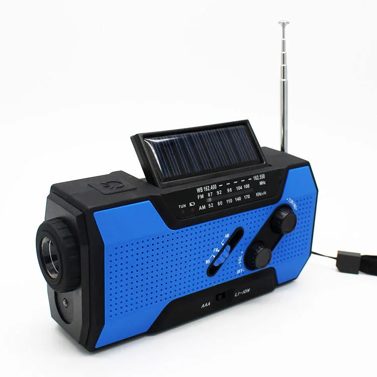 Hand Crank Solar Dynamo Flashlight Camping Emergency Power Bank with Radio