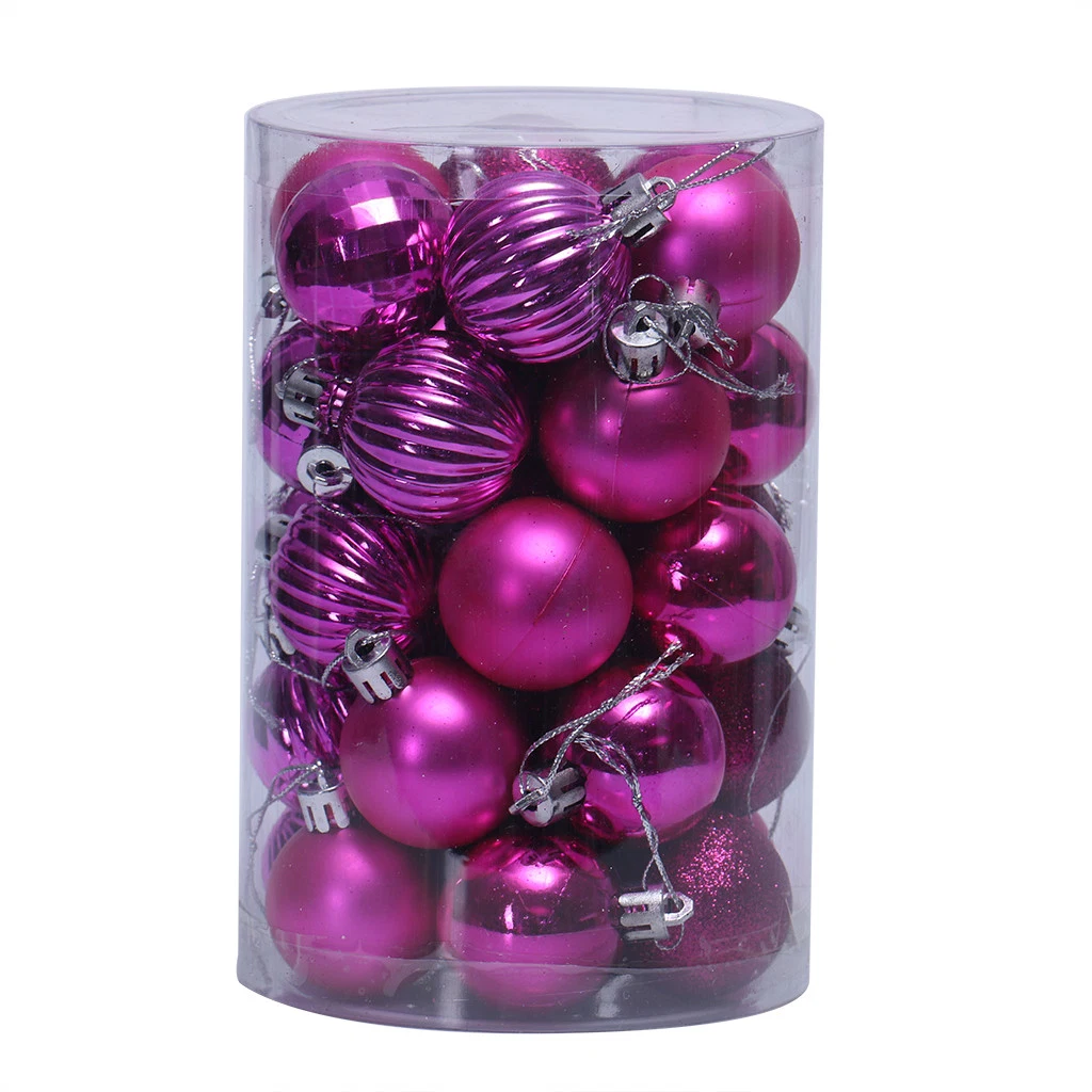 Caja de regalo del árbol de Navidad adornos brillantes / Mat/Rosa/bola hueca de plástico de Navidad, Baubles/bola