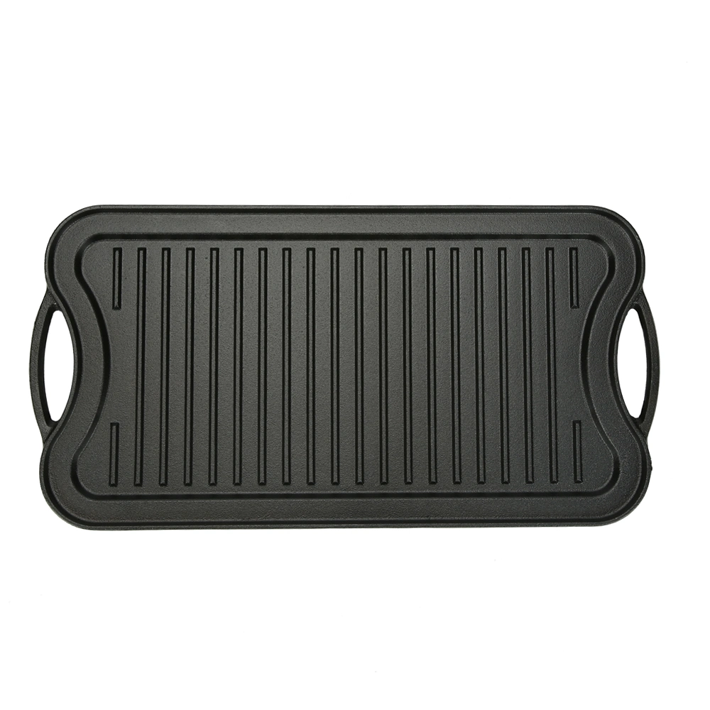 Amazon Venta caliente condimento previo de la placa de plancha de hierro fundido grill reversibles Pan 20''x10.6''.