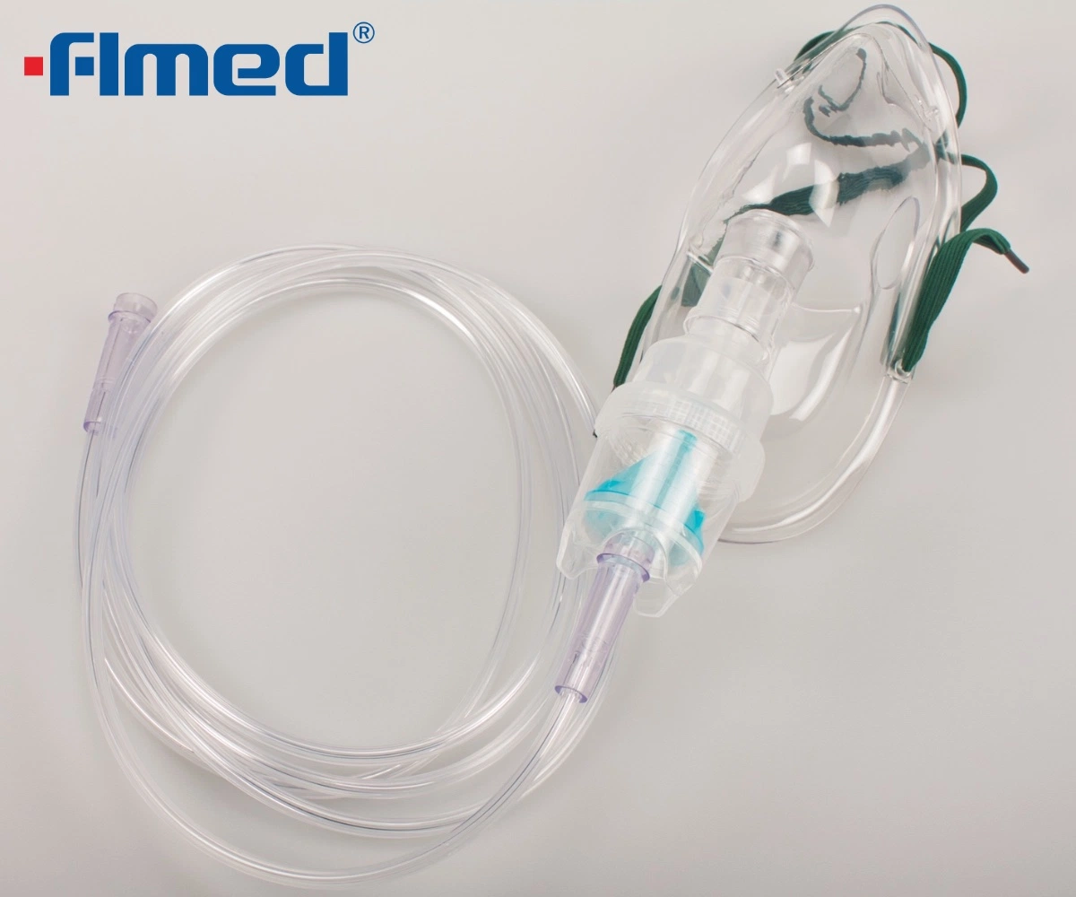 Mascarilla desechable para nebulizador médico (adulto) Mascarilla de oxígeno para nebulizador con tubo de conexión.